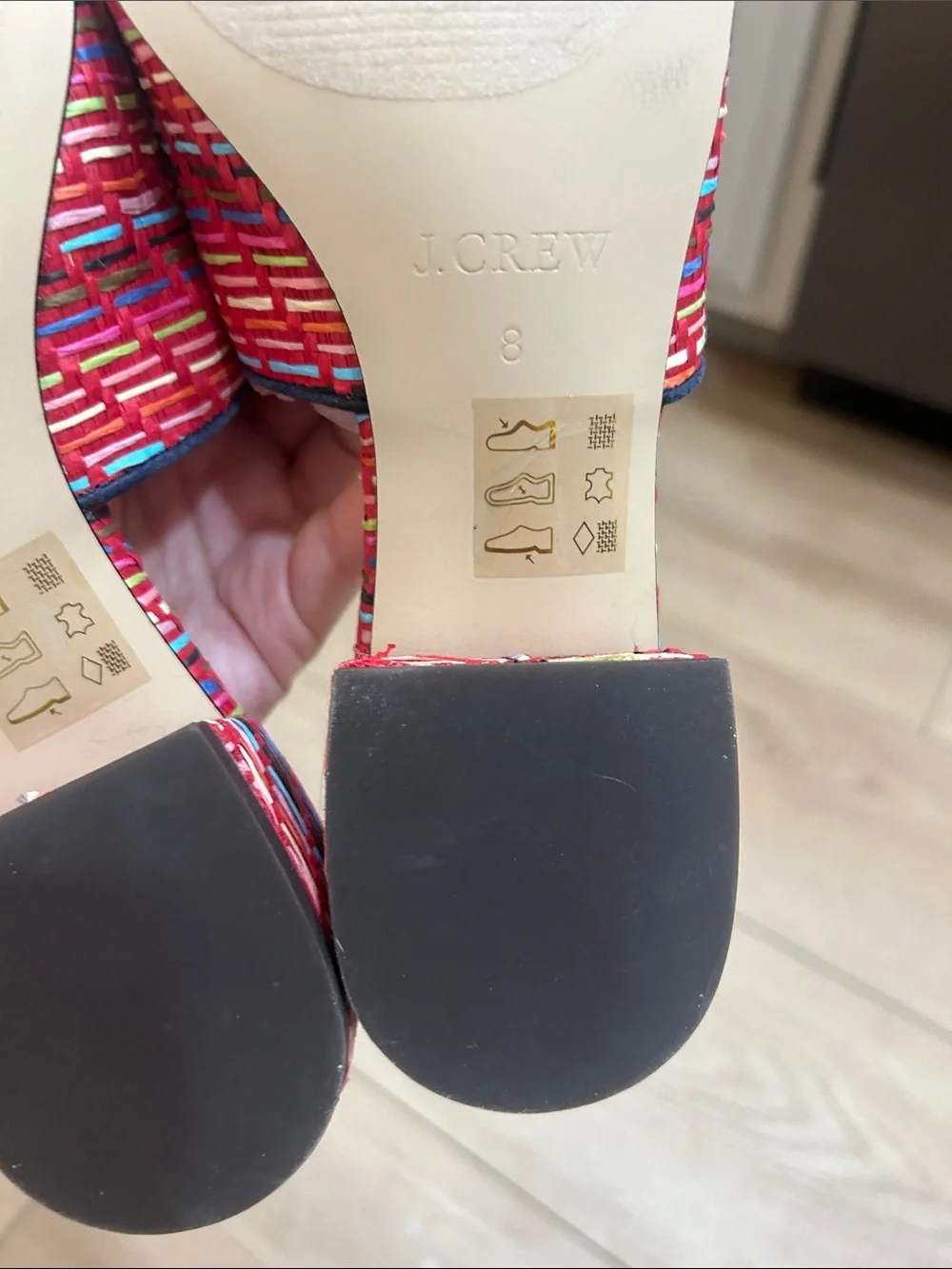 NWOT J. Crew Rainbow Raffia Mules Size 8